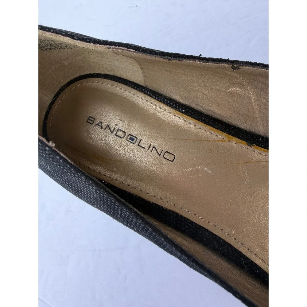 Bandolino Black Studded Pointed Toe Low Wedge Slip On Shoes Sz 8.5M‎